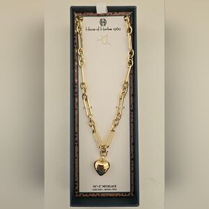 House of Harlow 1960 Gold Chain Necklace with Heart Pendant